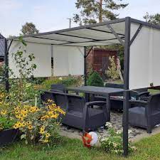 Pergola Tarasowa Metalowa Santorini 3 X 4m Kremowa Garden Point Pergola Santorini Outdoor Structures