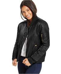 Joe Elle Juniors Zipper Front Bomber Jacket Juniors Jackets Vests Macy S Juniors Jackets Bomber Jacket Black Bomber Jacket