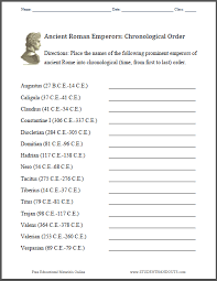 Roman Emperors Chronology Worksheet Student Handouts In 2020 Roman Emperor Worksheets Free Worksheets