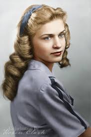 Young lady , circa 1947, colorized by Robin Clark from Memory Lane Photos  Love her hairstyle !