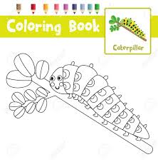 This coloring page features a caterpillar that eats a variety of foods before emerging as a butterfly. Coloring Page Of Caterpillar Crawling On The Branch Animals For Preschool Kids Activity Educational Worksheet Vector Illustration Royalty Free Cliparts Vectors And Stock Illustration Image 103764408
