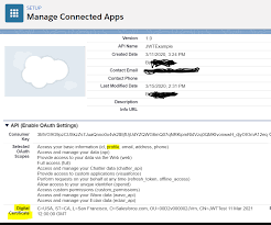 On the new connected app page, fill the following required fields under basic information go back to the connected apps list, and click the app that you just created. Salesforce Connecting To A Jwt Service Via Named Credentials Jwt Token Exchange Salesforce Stack Exchange