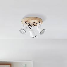 Wir sind ein kleiner familienbetrieb. Deckenleuchte 3 Flammig 3x Gu10 Max 5 Wattmetall Holz Weiss Holz Hell