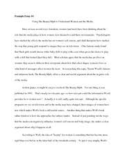 Get a verified writer to help you with literacy narrative. Example Essay 4 Example Essay 4 Using The Beauty Myth To Understand Women And The Media Since At Least Second Wave Feminism Women And Men Have Been Course Hero