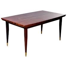 French farm coffee table leg 2.75 x 18. Art Deco French Macassar Dining Table With Tapered Legs And Brass Feet For Sale At 1stdibs