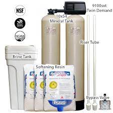 96 000 Grain Twin Demand Water Softener System With Two 10 X54 Tanks Fleck 9100 Sxt Digital Control Valve