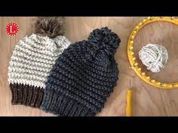 Loom Knitting Hat Pattern Easy Garter Stitch Beanie Slouchy Youtube Loom Knitting Patterns Hat Loom Knitting Tutorial Loom Knitting For Beginners