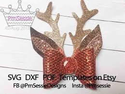 Digital Svg Dxf Pdf Reindeer Hair Bow Template Christmas Bow Etsy Bow Template Christmas Bows Christmas Hair Bows