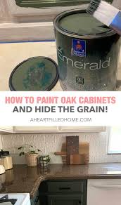 How to take your oak cabinets and turn them into custom cabinets using paint! How To Paint Oak Cabinets And Hide The Grain Orc Week 5 A Heart Filled Home Diy Home Decor