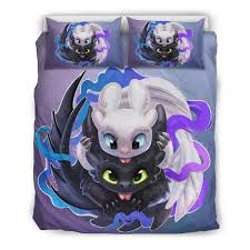 Toothless And The Light Fury Bedding Set Quit Cover 2 Pillow Cases Dragon Duvet Dragon Bedding How Train Your Dragon