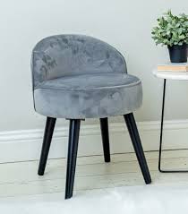 This Stunning Grey Velvet Vanity Dressing Table Stool With Moon Shaped Backrest Will Bring Elegance Style And Pr In 2020 Vanity Chair Chair Dressing Table With Chair