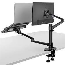 Viozon Monitor And Laptop Mount 2 In 1 Adjustable Dual Monitor Arm Desk Mounts Single Desk Arm Stand Holder For 17 To 27 Inch Lcd Computer Screens Extra Tray In 2021 Single Desk 17