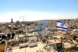 The traditional flag parade on the occasion of jerusalem day in the city streets. Jerusalem Israel Flag Above The Roofs Of The Old City Sasson Photos Com