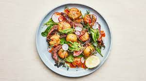 Steak Salad With Harissa Potatoes And Crunchy Radishes Recipe Steak Salad Radish Recipes Crunchy Radish