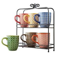 7 Pc Mug Set With Stand Geometric Print Sam S Club Mugs Set Mugs Mug Tree