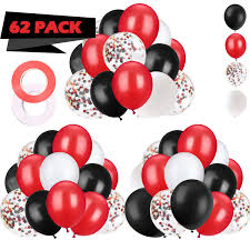 Bright reds and blues along with black and white will serve as the perfect color combination for your dr. 62 Pieces Black Red Confetti Balloons Kit 12 Inches Black Red White Confetti Balloons With Balloon Ribbon For Baby Shower Birthday Quinceanera Graduation Party Decorations Supplies Buy Online In Dominica At Dominica Desertcart Com