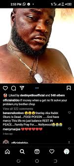 Nollywood actor, Stanley Okoro is dead