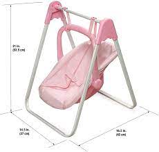 Amazon Com Badger Basket Doll Swing And Carrier Pink Gingham Fits American Girl Dolls Toys Games