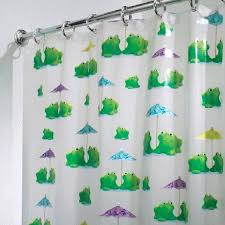 Go Green These Frogs Are Not Only Cute But This Curtain Is Environmentally Friendly As Well White Shower Curtain Shower Curtain Hooks Curtains
