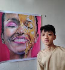 Artwork created with pencil, ink, and oil pastels