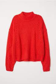Shop the new and fashion sweater & cardigans. Rib Knit Sweater Bright Red Ladies H M Us Red Knit Sweater Knit Sweater Outfit Winter Bright Sweater