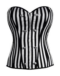 Black And White Vertical Striped Corset Corset Details Button Lace Up Back Hook Closures Down Front Comfortable Fabric Black White Corset Top Lac Corset Top White Corset Top Outfit Accessories