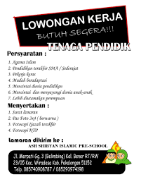 Informasi lowongan kerja bumn maret 2021, cpns, bank, pln, keuangan, pegadaian, pertamina, bpjs, kesehatan, smp, sma, smk, d3, s1 maret lowongankerja15.com, lowongan kerja tenaga rop pt bank mandiri taspen maret 2021 info loker april 2021, untuk menembus. Pekalongan Info Lowongan Kerja Tenaga Pendidik Syarat Facebook