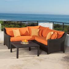 Rst Brands Deco 4 Piece Patio Sectional Seating Set With Tikka Orange Cushions Corner Sectional Sofa Patio Furniture Sets Patio Sectional