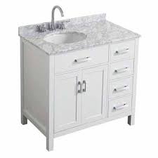 H gray granite vanity top with left side rectangular sink. Hampton 37 Or 43 W Single Left Or Right Offset Sink Vanity Set In Grey Or White Includes Vanity Base Countertop Sink And Mirror Option By Belmont Decor Kitchensource Com