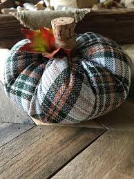 Fabric Pumpkin Plaid Pumpkin Sachet Plaid Pumpkin With Cork Etsy Fabric Pumpkins Farmhouse Fall Decor Fall Decor Diy
