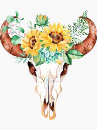 Sunflower Bouquet Bull Skull Sunflower Skull Sunflowers Watercolor Painted Sunflower Sunflower Watercolor Painting Sunflower Drawing Watercolor Sunflower