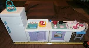 Vintage Little Tikes My Size Barbie Doll House Kitchen Set W Island Chair Frig Littletikes Barbie Doll House My Size Barbie Dollhouse Kitchen