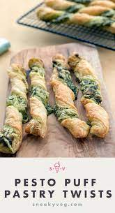 Puff Pastry Twists With Pesto And Cheese Recipe Puff Pastry Recipes Savory Savory Puff Pastry Puff Pastry Twists