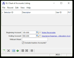 Chart Of Accounts Listing