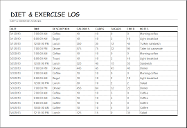 Diet And Exercise Log Template Word Excel Templates