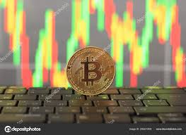 bitcoin rate chart gold coin close stock editorial photo