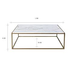 The higher the sofa is, the higher the coffee table can be. Vita Square White Marble Coffee Table With Antique Brass Frame From Venoor Living Sustainable Furniture