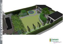 tuinontwerp met grote overkapping en trampoline tuinontwerp hovenieren tuin
