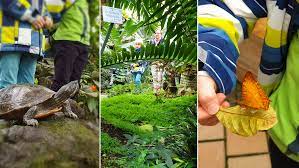 Spaziert durch die riesige gartenanlage. Familien Ausflug In Den Botanischen Garten Munchen Ausstellung Tropische Schmetterlinge Ich Spring Im Dreieck