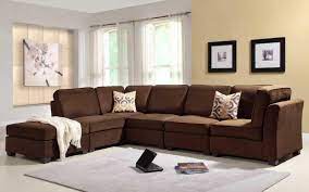 Elegance Brown Sofa Set In Modern Living Room With Frame On The Beige Painting Wall Also Rug Brown Living Room Brown Living Room Decor Brown Couch Living Room