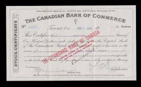 Complete standard bank group ltd. Canadian Bank Of Commerce Stock Certificate Overprinted By The Standard Bank Of Canada