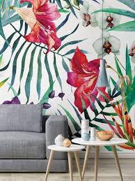 Roommates neutral watercolor floral peel & stick wallpaper. Tropical Red Flowers Wallpaper Self Adhesive Wallpaper Wall Etsy Wandmalerei Tapeten Malerei