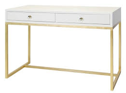 Tribesigns computer desk, modern simple 47 inch home office desk study table writing desk with 2 storage drawers, makeup vanity console table, white and gold 4.4 out of 5 stars 1,340 $169.99 $ 169. Desk William White Lacquer Gold Leaf Stanton Home Furnishings