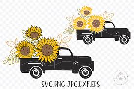 Download Sunflower In A Vintage Truck 840968 Illustrations Design Bundles