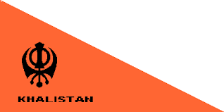 Group of nuns with black veil and colored flag of peace. Sikh Religion