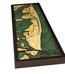 Miami Beach Fl Bathymetric 3 D Wood Carved Nautical Chart