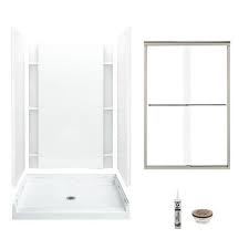 Lowes home improvement shower stalls | aqua glass 48w x. Sterling Accord White 5 Piece Alcove Shower Kit Common 36 In X 48 In Actual 36 In X 48 In Lowes Com Alcove Shower Kits Shower Kits Bathtub Walls