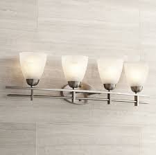 Possini Euro Design Art Deco Wall Light Brushed Nickel Hardwired 33 Wide 4 Light Fixture Marbleized Glass Bathroom Vanity Walmart Com Walmart Com