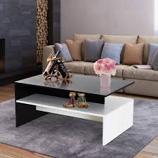 Stay updated about modern white gloss coffee table. 2 Tier Modern Rectangular Living Room Coffee Table Black White Overstock 28258342