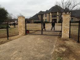 Angi.com has been visited by 100k+ users in the past month Automatic Driveway Gate W Stone Columns Security Access Code Fence Companies Gate Companies Lifetime Fence Company Frisco Fort Worth Denton Lewisville